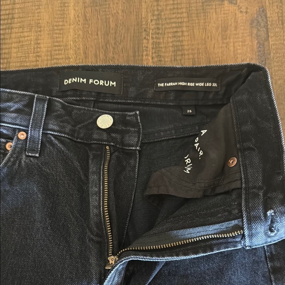 Denim Forum Black High Rise Jeans Solid Dark Wash